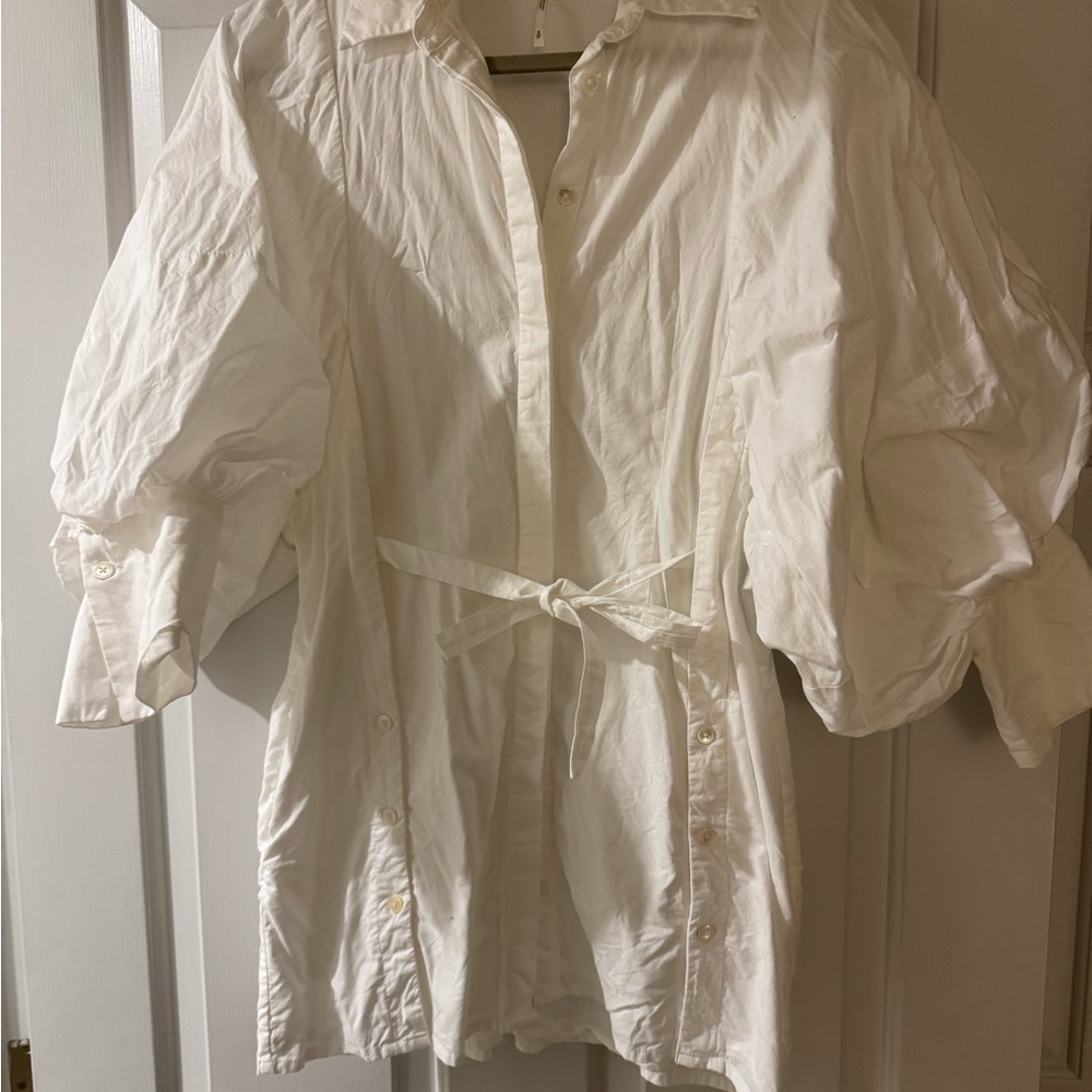 White Button-Up dress with Puff Sleeves